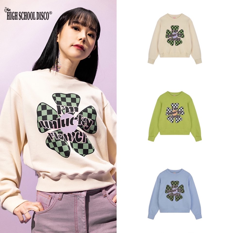 ハイスクールディスコ 22SS 公式 フラワーシンボル スウェットトレーナー 韓国正規品