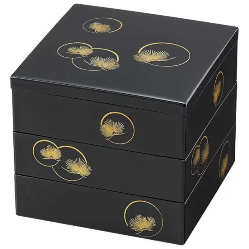 まえじゅう漆器　6.5三段重 光輪松　7R603