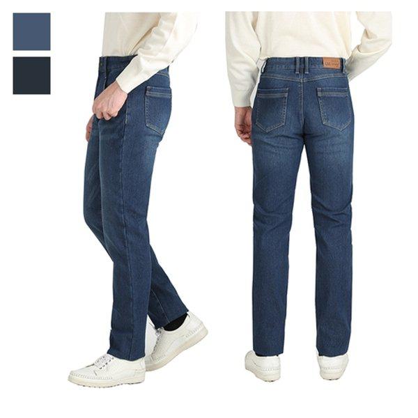 メンズ裏起毛四方ストレッチデニムジーンズ LV-JEK-381-サンドライトウォッシュ