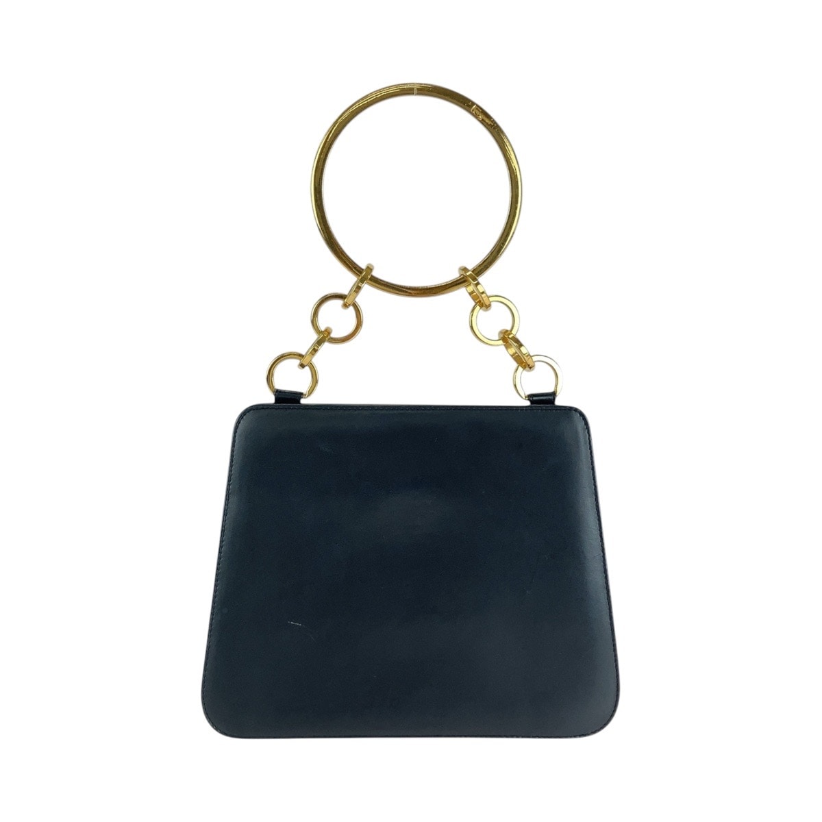 ヴィンテージ ガンチーニ ブラック 黒 ゴールド金具 レザー ハンドバッグ パーティバッグ バニティバッグ レディース 409409