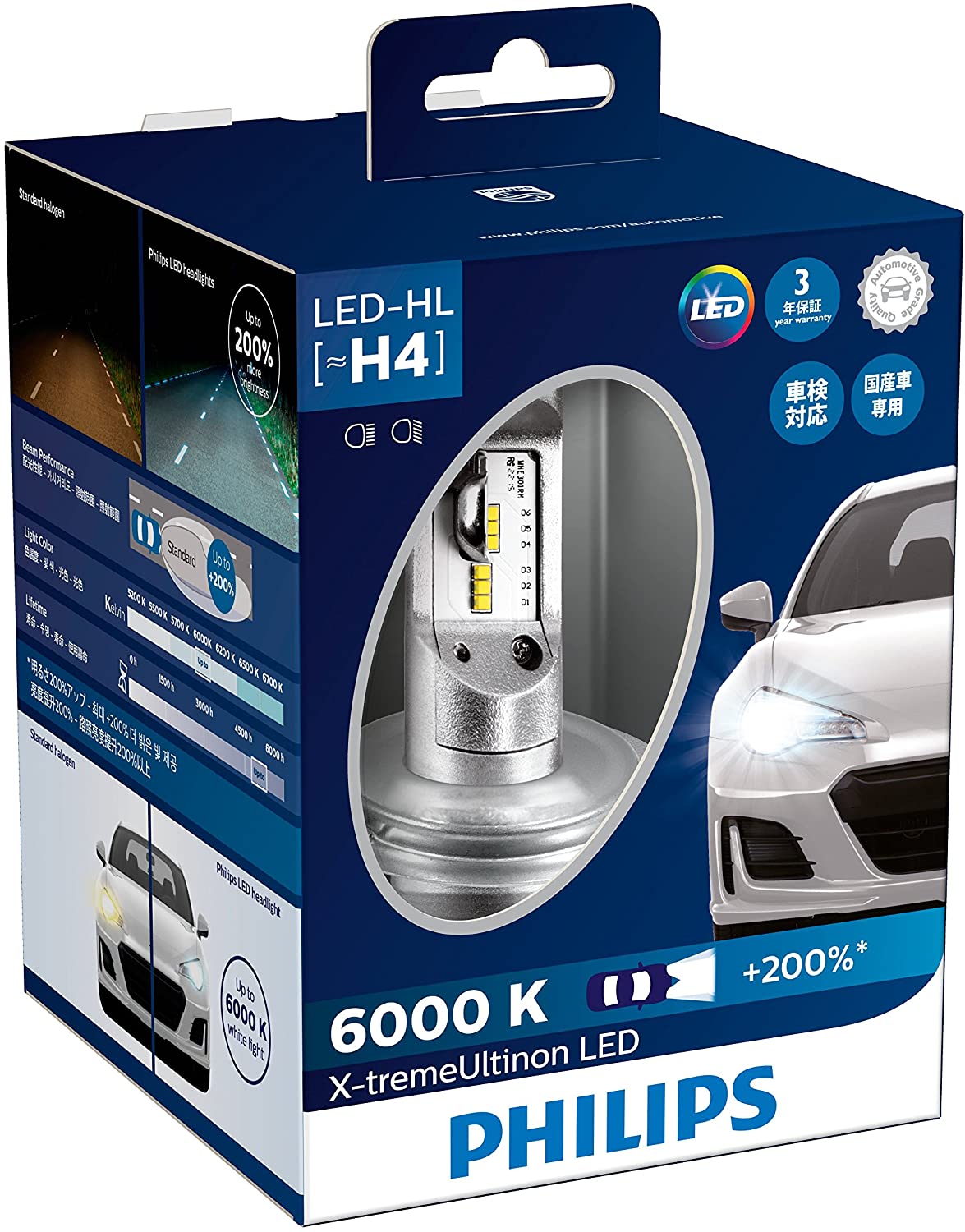 自動車用バルブ&ライト LED ヘッドライト H4 6000K 3200/2400lm 12V 23W エクストリームアルティノン 車検対応 3年保証 2個入り 12953BWX2JP