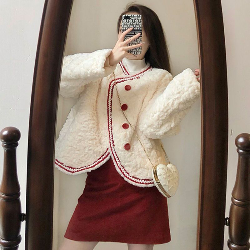 スタイルのレトロな小さな西洋スタイルの塩味または甘いプラスベルベットのツーピーススーツ秋冬婦人服