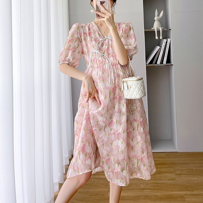 マタニティ用 ワンピース レディース マタニティ 花柄ワンピース デート お出かけ 可愛い フローラル ワンマイルウェア リモート飲み会 体型カバー 上品 女子会 お出かけ 買い物 ショッピング 食