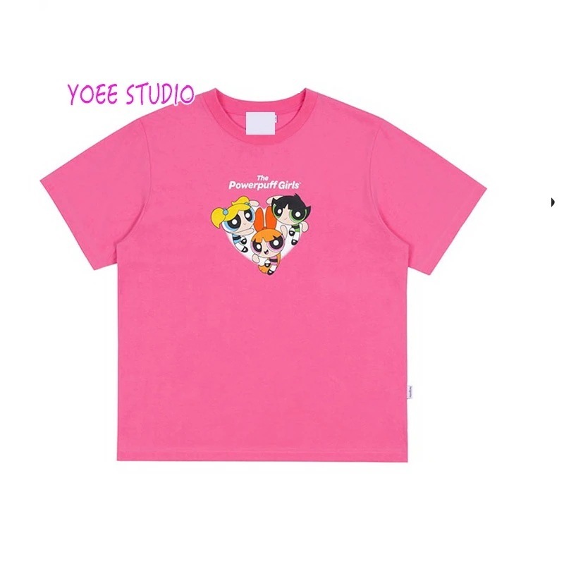 2023 クラシック漫画かわいいパワーパフガールズプリント T シャツルーズコットン半袖夏
