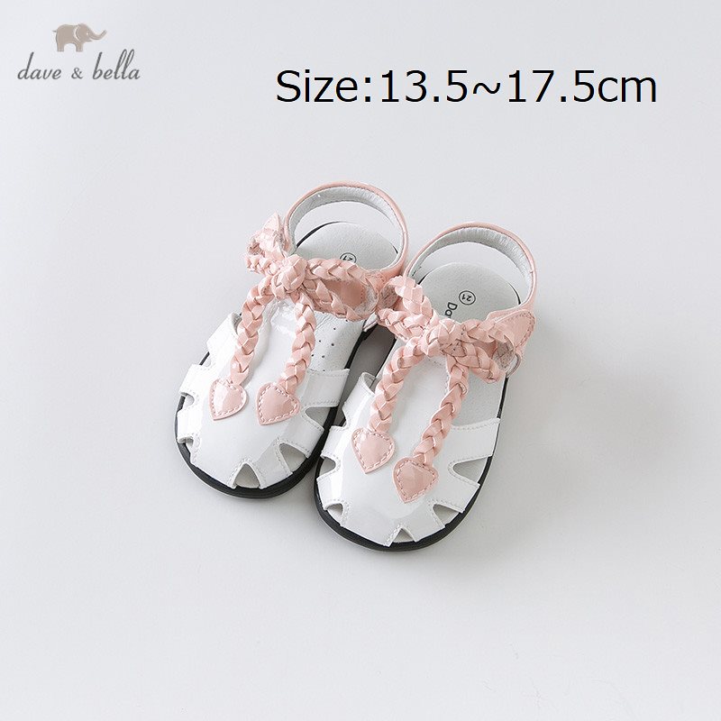直輸入正規品dave and bella 13.517.5cm サンダル リボン ホワイト ピンク 女の子 夏