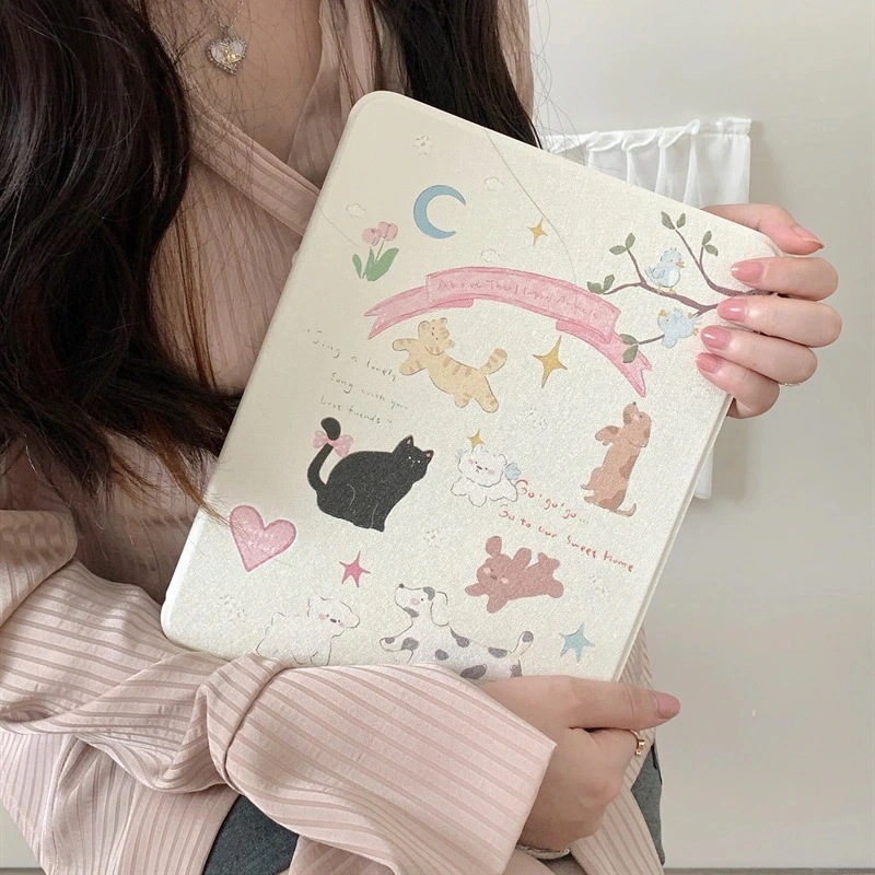 かわいい漫画の動物の iPad 保護カバー 10.5 インチ Air9.7 タブレット アクリル 2024 男性と女性用