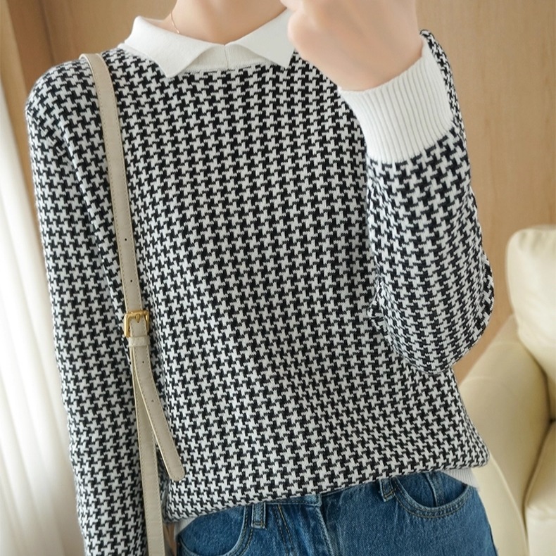 レディース トップス ニット セーター 長袖 襟付き 角襟 フェミニン 切り替えデザイン ニット かわいい 大人可愛い きれいめ シンプル カジュアル おしゃれ ガーリー キュート ナチュラル 5,023円