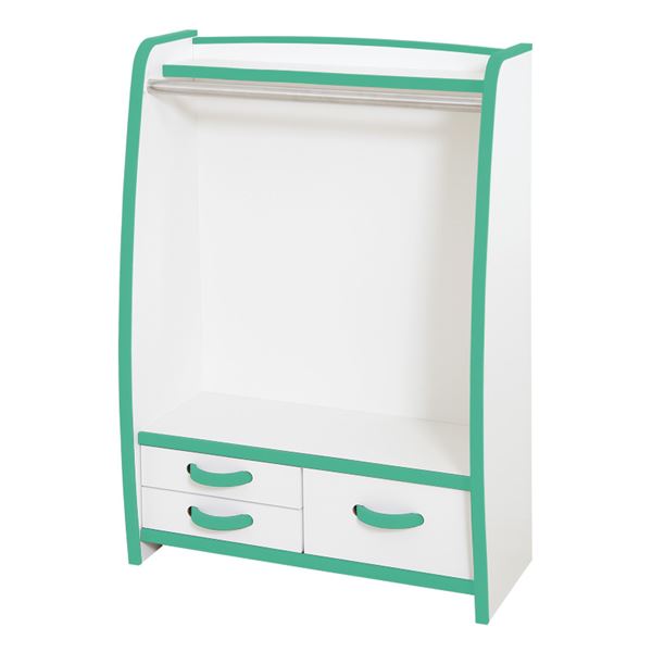 子供用 ハンガーラック/衣類収納 幅62.6cm グリーン 日本製 高耐久 引き出し付き 知育家具 EVAキッズシリーズ 完成品