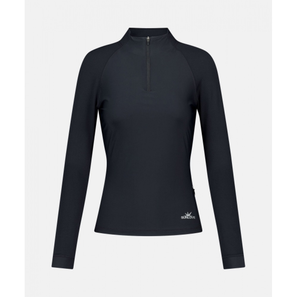 サンラブ W ドライハーフジップ L/S ティーブラック