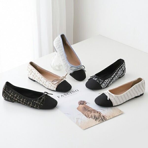 バレエシューズ パンプス キャップトゥ りぼん リボン 黒 青 白 金 7,543円