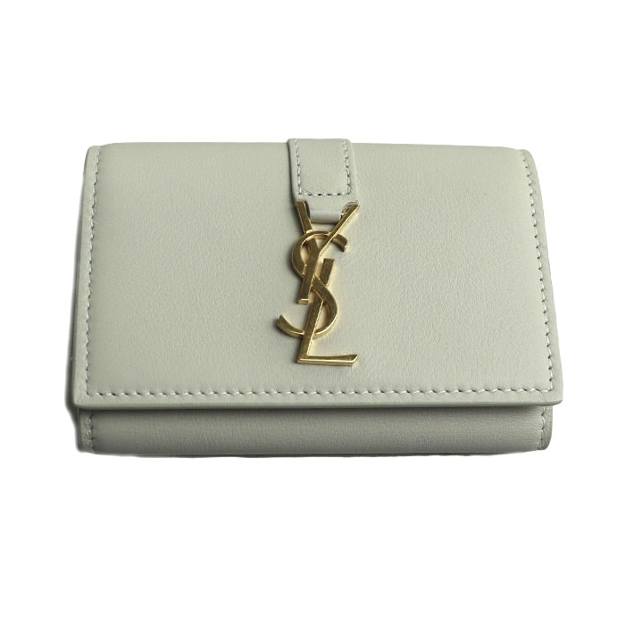 SAINT LAURENT PARIS サンローランパリ キーケース YSLライン アイボリー CFP613334 レディース 中古 美品