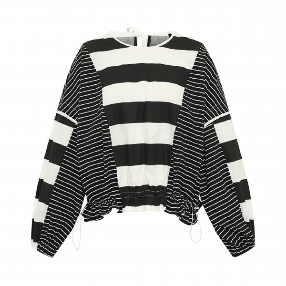 【マックスカルティッジョ】バックリボンストライプストリングブラウス