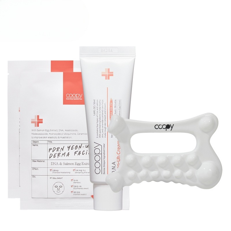 クーピーリフティングセラミックカット+DNAサーモンクリーム50ml+サーモンダマフェイシャルマスクパック5枚2個