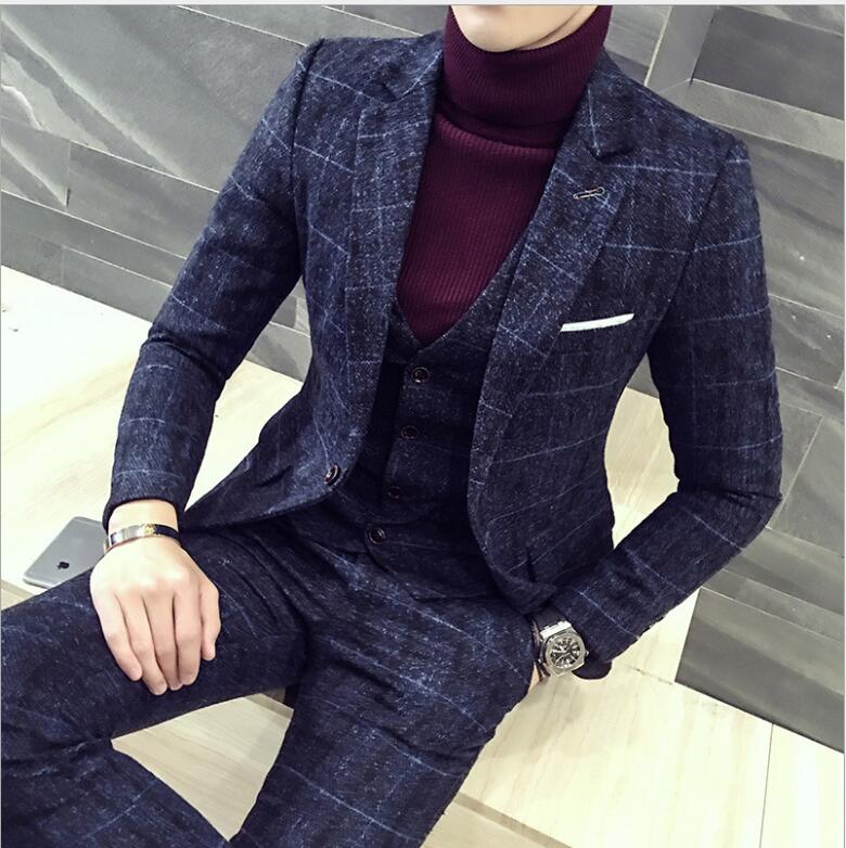 新作 メンズスーツ 3ピーススーツ スリムチェック柄スーツ フォーマル 結婚式 通勤 入学式 成人式花婿の介添え 紳士用 OL 20代30代40代 大きいサイズ タキシードジャケット+ベスト+パ