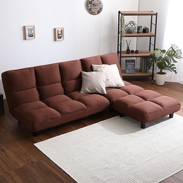 低反発14段階リクライニングソファ、レイアウト自由でローソファにも