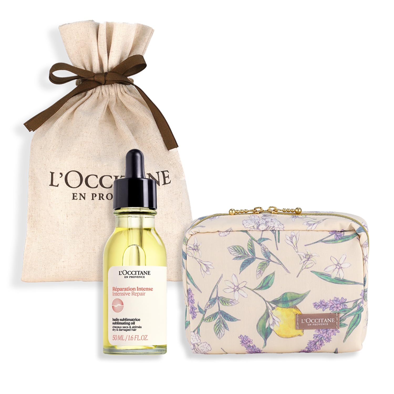 ロクシタン(LOCCITANE) インテンシヴリペア ヘアオイル 50mL プロヴァンサルポーチ付きギフト (洗い流さないヘアトリートメント) 【新春コスメ】誕生日 お年玉 お年賀 帰省土産 お正月プ