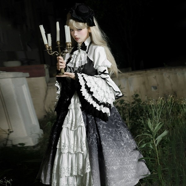 ワンピース ロリータ ハロウィン リボン ミモレ丈 レディース ゴスロリ 暗黒風 ロリィタファッション 長袖 フリル ロリータワンピース コスム コスプレ 衣装 洋服 可愛い セクシー 宮廷服 10,042円