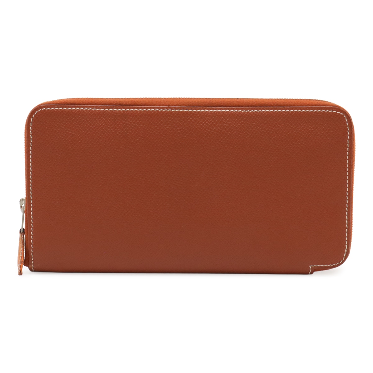 アザップロング シルクイン ラウンドファスナー 長財布 ヴォーエプソン レザー ブリック テラコッタ シルバー金具 O刻