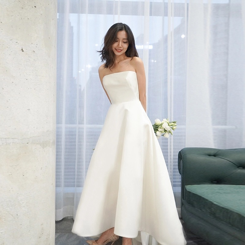 ウエディングドレス 白ワンピース ロングドレス aライン オシャレ二次会 結婚式成人式花嫁海外挙式