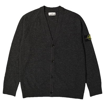 ストーン 24FW ワッペン パッチ Vネック カーディガン ダークグレー 8115523B4 V0M62 121966512 [U]