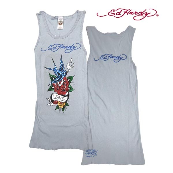 アウトレット 訳あり エドハーディー レディース タンクトップ Ed Hardy プラチナム ラインストーン キャミソール Tシャツ エド・ハーディー 正規品 セレブ サファリ ファッション 雑誌 掲