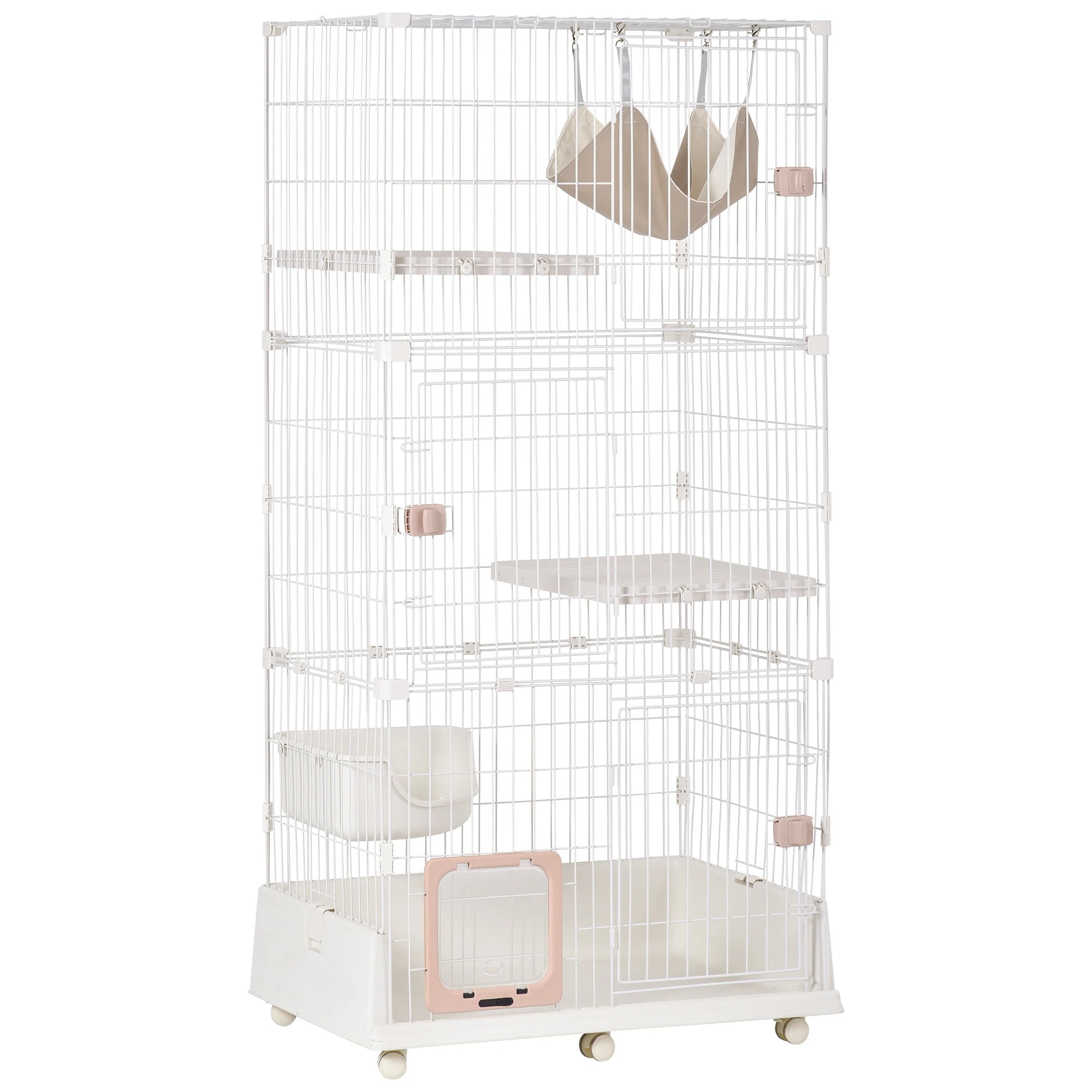 1480【元TX281743ステップとサイズご注意】猫 ケージ キャットケージ 3段 ペットケージ キャスター付 猫ゲージ 大型 多頭飼い ネコドア キャットハウス 1段2段可能 留守番 保護 脱走