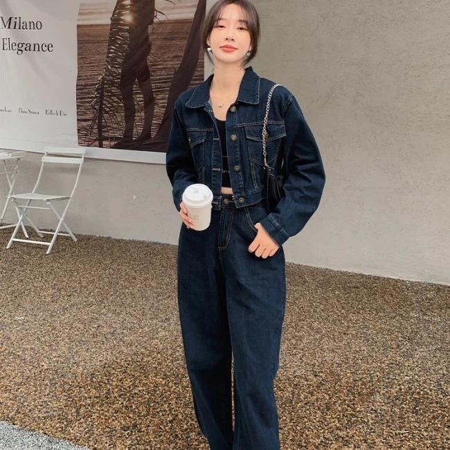 デニムセットアップ　韓国 Qoo10] 韓国 デニム セットアップ レディース : レディース服