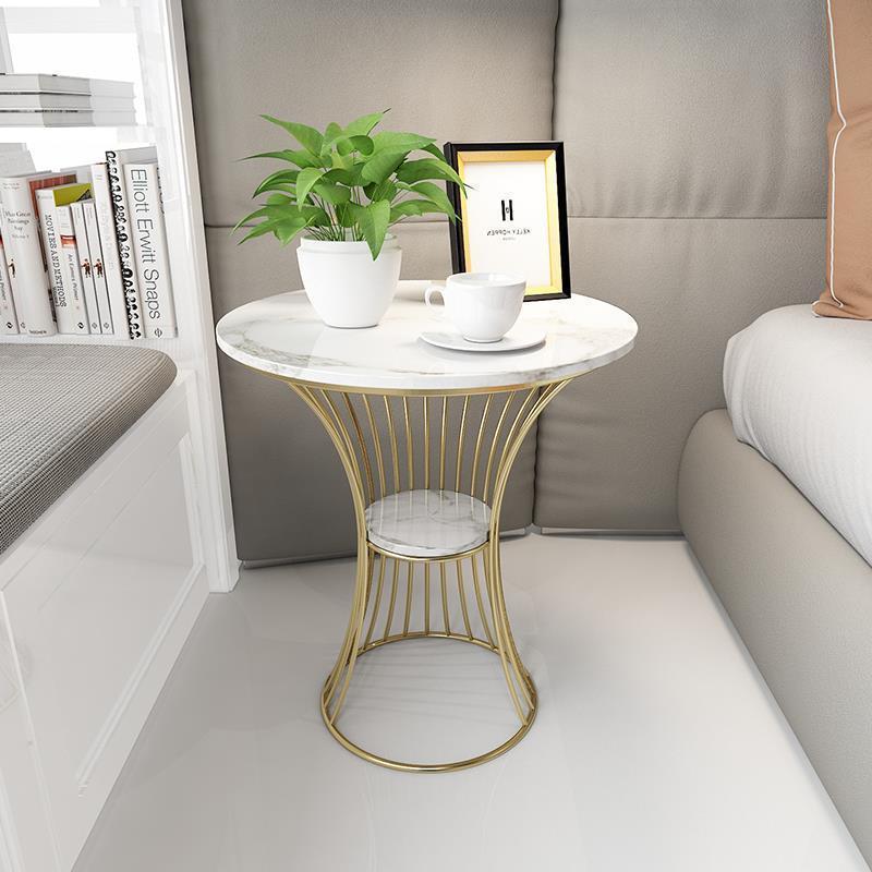 サイドテーブル 大理石天板 シェルフ付き ラグジュアリー おしゃれ かわいい インテリア 家具 コーヒーテーブル エンドテーブル ゴールド 27,619円