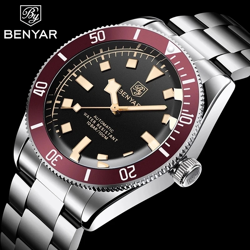 Benyar-メンズ防水機械式時計,自動腕時計,スポーツ,トップブランド,高級ギフト,bb58 - 1511