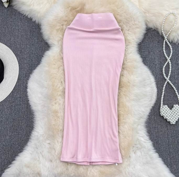 【送料無料】黒 ブラック 伸縮性 フィッシュテール バックスリット タイト ロング丈 ひざ下 夏 ペンシルスカート レディース ボトムス