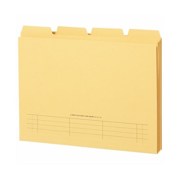 (まとめ) ライオン事務器 4カットフォルダー山付ファイル A4 黄 No.31-4P 1パック(4冊) (×30セット)