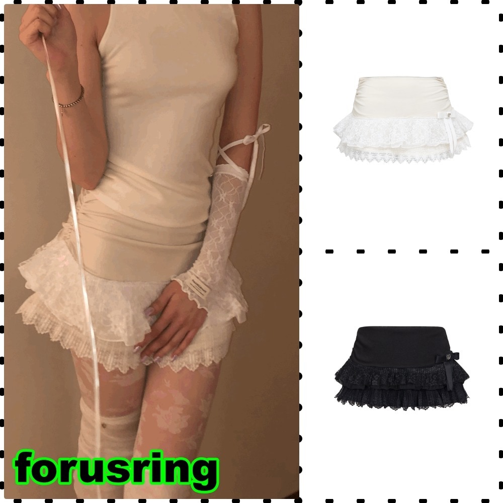 【forusring】CHIFFON LACE MINI SKIRT