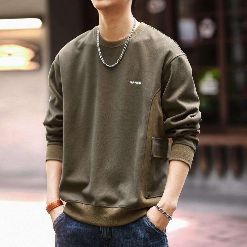 秋冬 コーデ メンズ 服 シンプル ファッション オシャレ 大人 かっこいい 大きいサイズ ストリート 紳士服 アメリカン レトロ ワークウェア ウール ニット 長袖 スウェットシャツ ラウンドネック