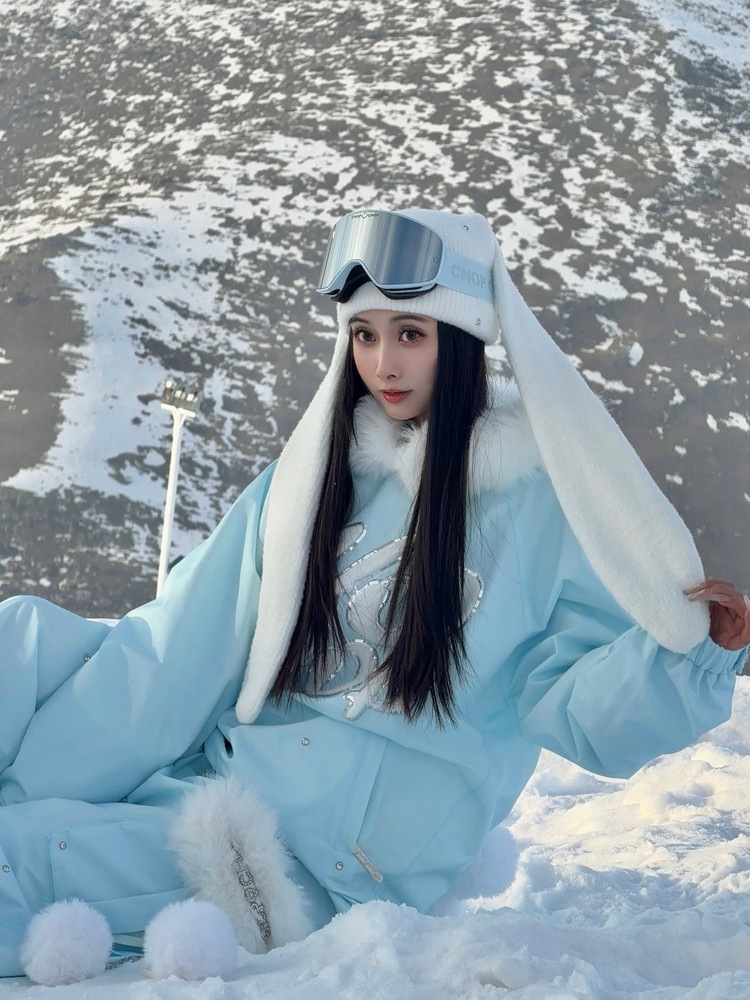 帽子 スキー ニット帽子 ピンク 白 黒 イエロー ブルー パープル 2025 2026 かわいい ウサギの耳 スキー帽子 防寒 スノーボード帽子 スノーボードウェア用品