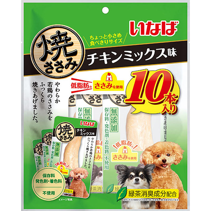 （まとめ買い）いなば 焼ささみ チキンミックス味 10本入 犬用おやつ [x4]
