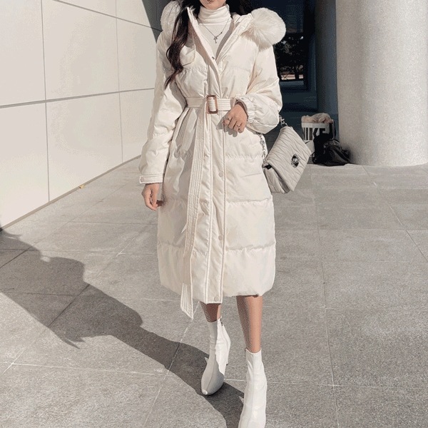 [フィット大ヒット保障/ウェロンver] ファー パーカー トレンチ ベルト ウェロン ロング ダウン