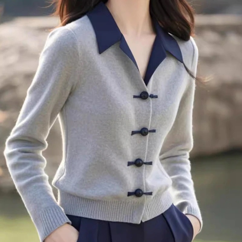 トップスカーディガン2024新作韓国ファッション秋冬ニットセーター ト デザイン感長袖ニットカーディガンレディース