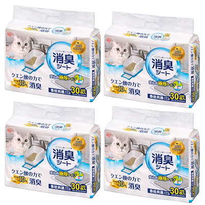 他サイト： アイリスオーヤマ 猫砂 システム猫トイレ用脱臭シート 30枚×4袋 TIH-30C クエン酸入り 消臭 30枚×4個の商品画像
