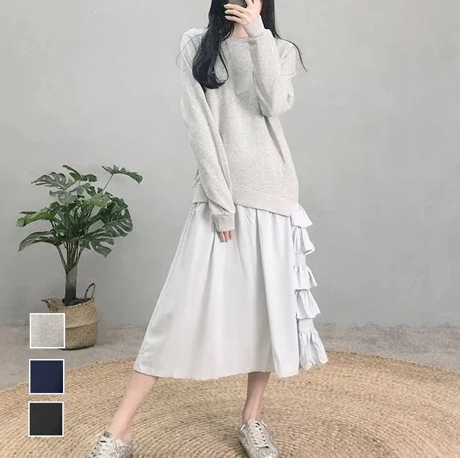 韓国ファッション 大人可愛い ワンピース 秋冬 ワンピース 長袖 きれいめワンピース 30代 秋