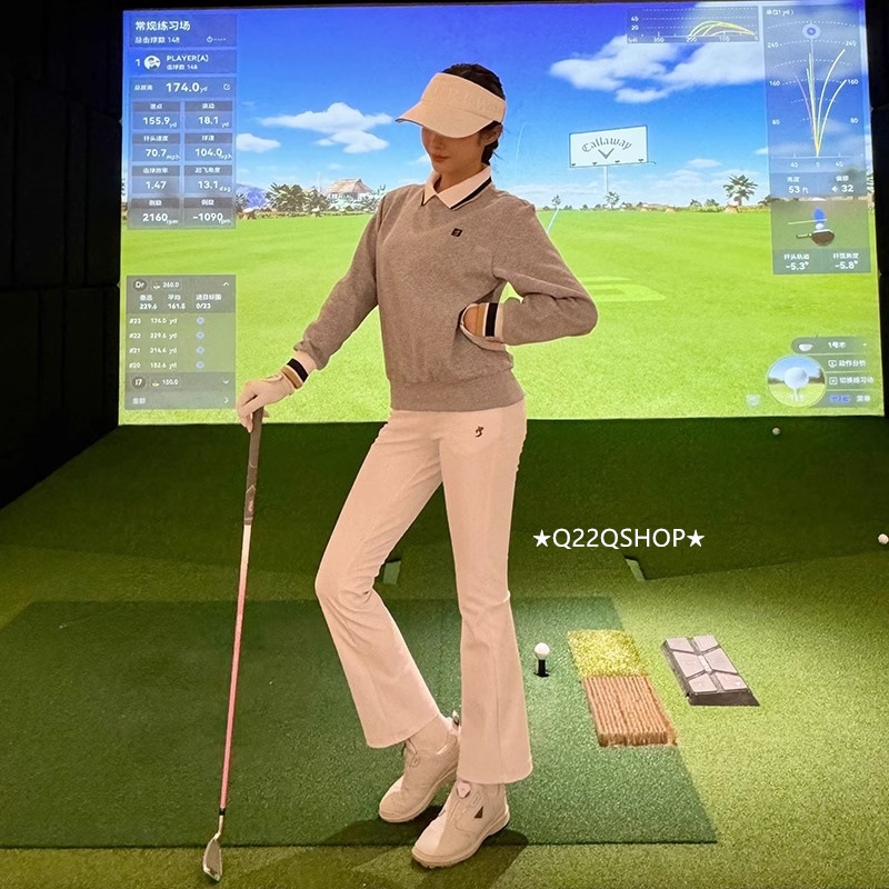 ゴルフウェア 2025 春秋冬 上下セット 長袖 スウェット トレーナー poloシャツ ロングパンツ ズボン グレー 黒 白 かわいい 痩せる 韓国風 レディース スポーツウェア テニスウェア 7,647円
