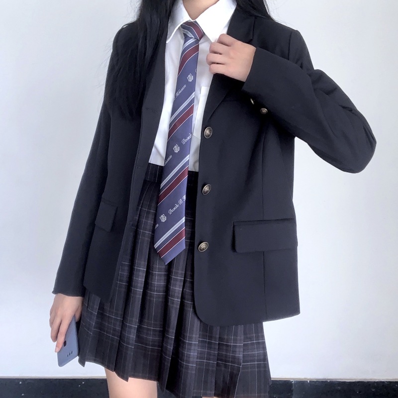 4点セットブレザー+スカート+リボン+ブラウス 制服スクールスウィートティーン ジャケットJK女の子卒業式就職活動面接ブラックアウターコート高校生中学生学生制服 卒業式入学式冬秋春夏その他 アウター