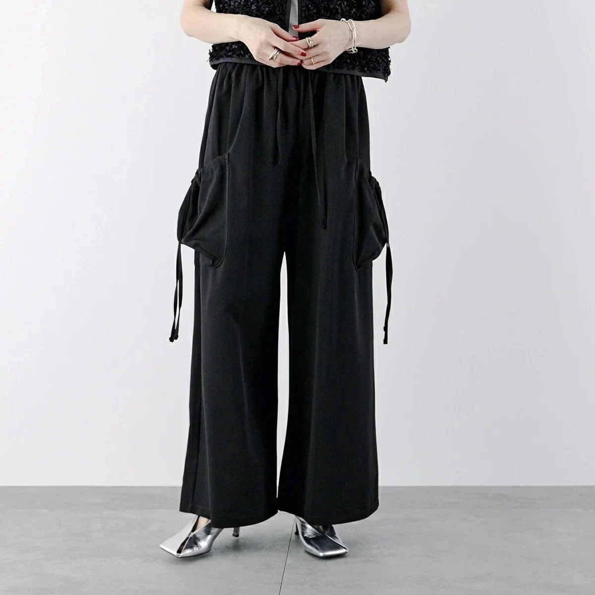 CYAN tokyo シアン トーキョー ワイドパンツ 510292 レディース シャーリングポケット バギー BLACK 【mega】 9,768円