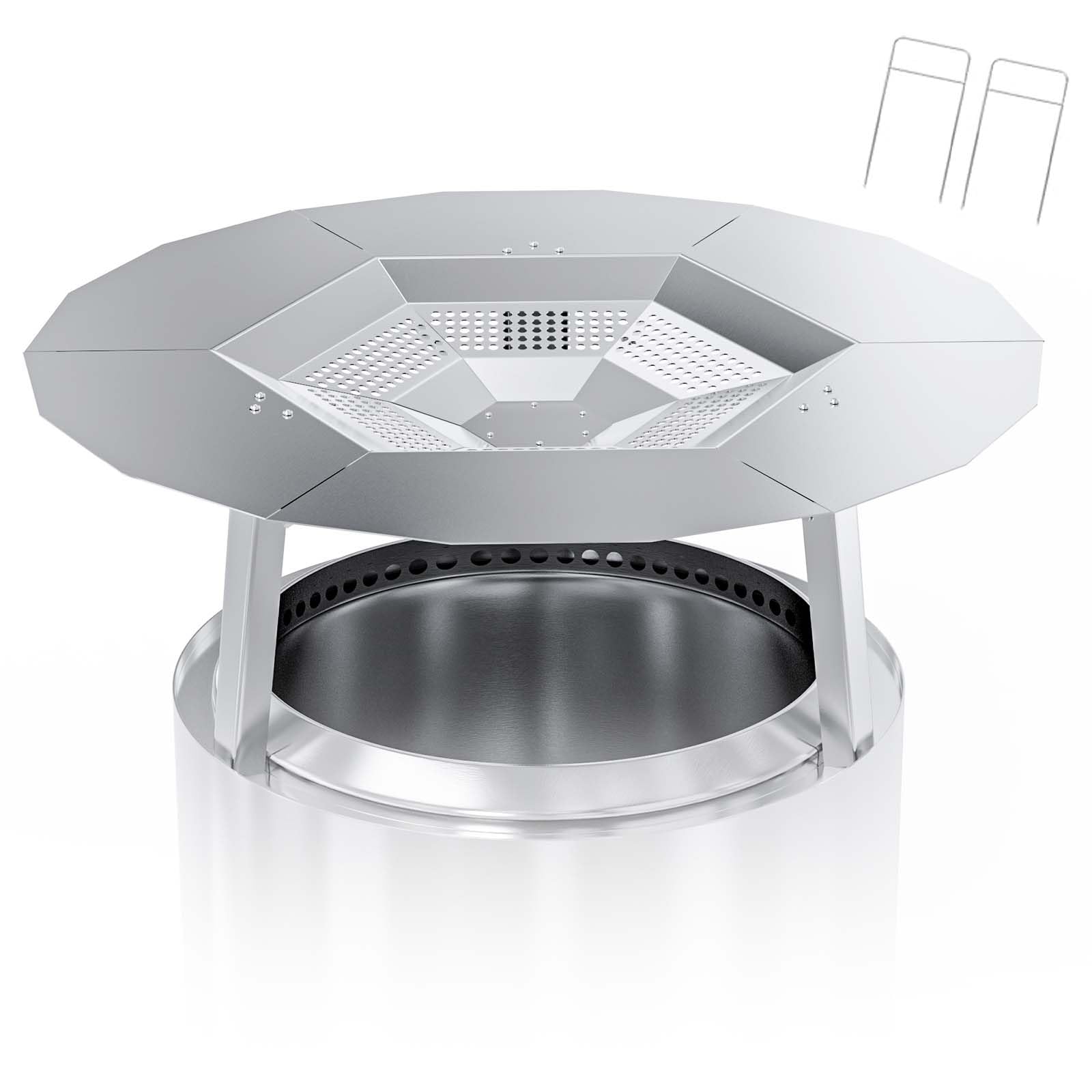 BBQ-PLUS ヒートディフレクター交換用 ソロストーブユーコン27インチファイヤーピット用 ステンレススチールヒートディフューザーアクセサリー サポートレッグ3本付き ほとんどの27インチの屋外/