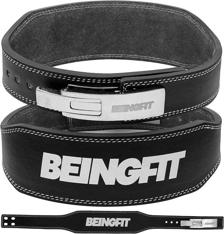 Beingfit トレーニングベルト レバーアクションベルト レザー 革 パワーベルト 筋トレ リフティングベルト パワーリフティングベルト デッドリフト スクワット(ブラック, L) 8,316円