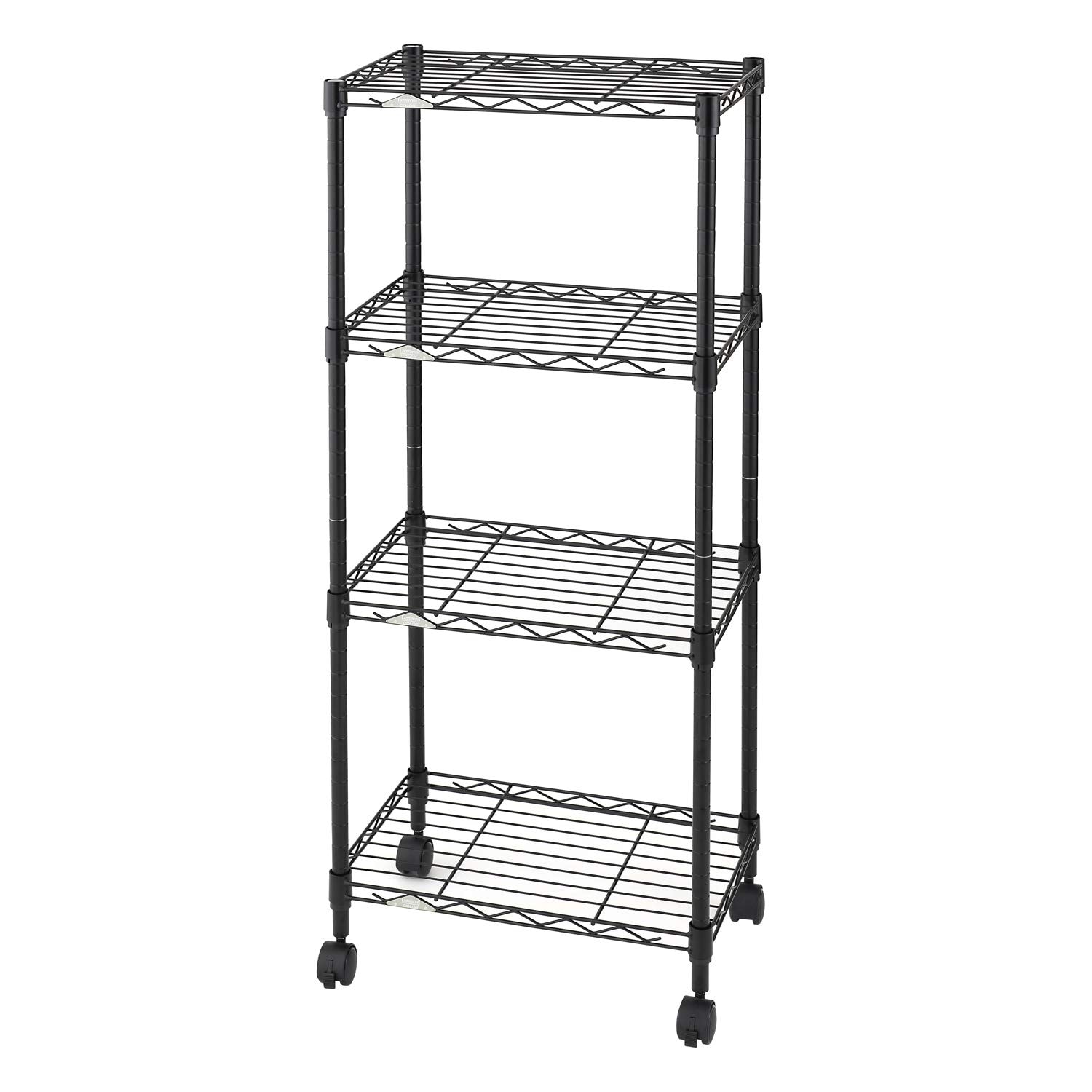 ドウシシャ ルミナス カラーラック 黒 ブラック 4段 幅45 スリム オシャレでかわいい スチールラック 棚 収納 全体耐荷重120kg キャスター付き ポール径19mm 幅45.5×奥行29.5×