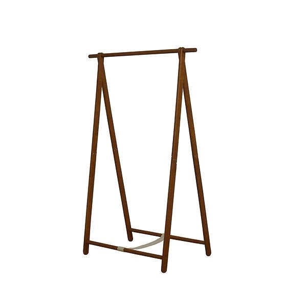 天然木 シングルハンガーラック/コートハンガー [ブラウン] 幅101cm 折りたたみ可 木目調