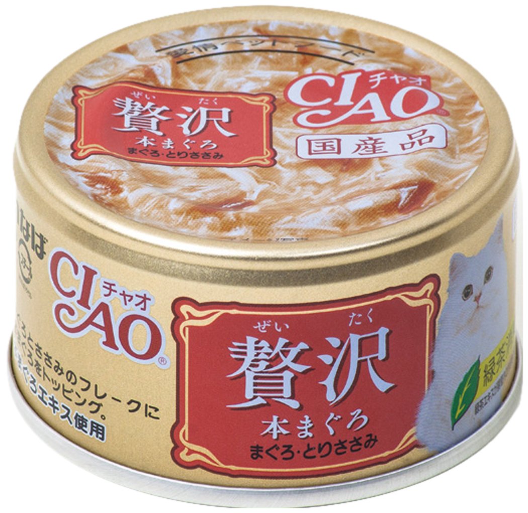 【全国送料無料】 チャオ(CIAO)贅沢本まぐろまぐろ・とりささみ80g24個セット