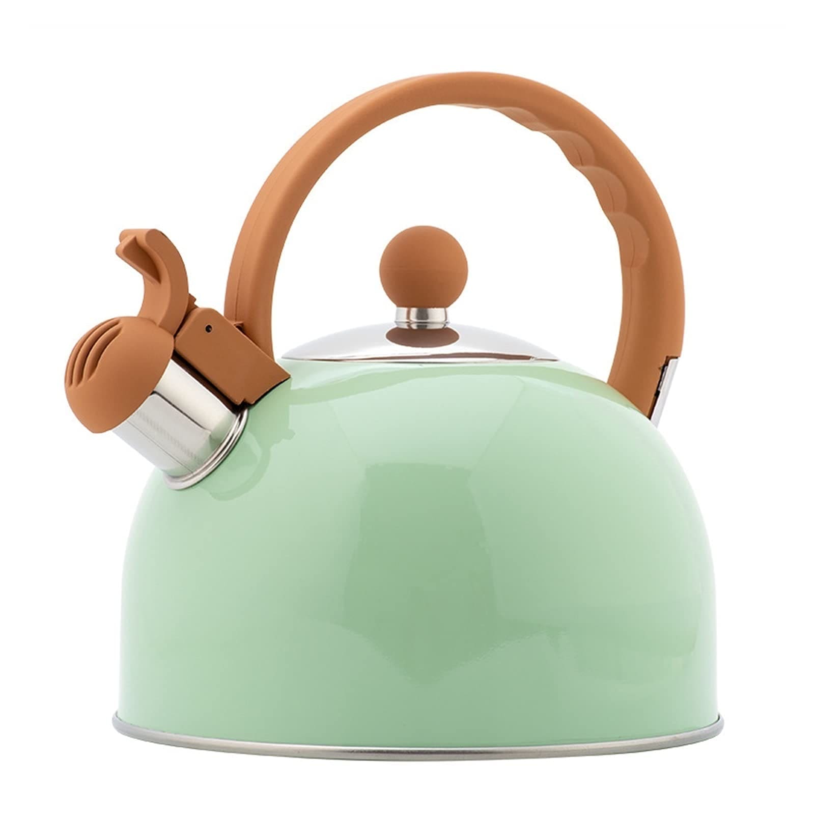ティーポット ティーケトル ステンレス鋼 沸騰ティーケトル シリコンハンドル 半球 グリーン 2.5L 笛吹きティーポット 電磁調理器 家庭用 キッチン サプライヤー ティー用