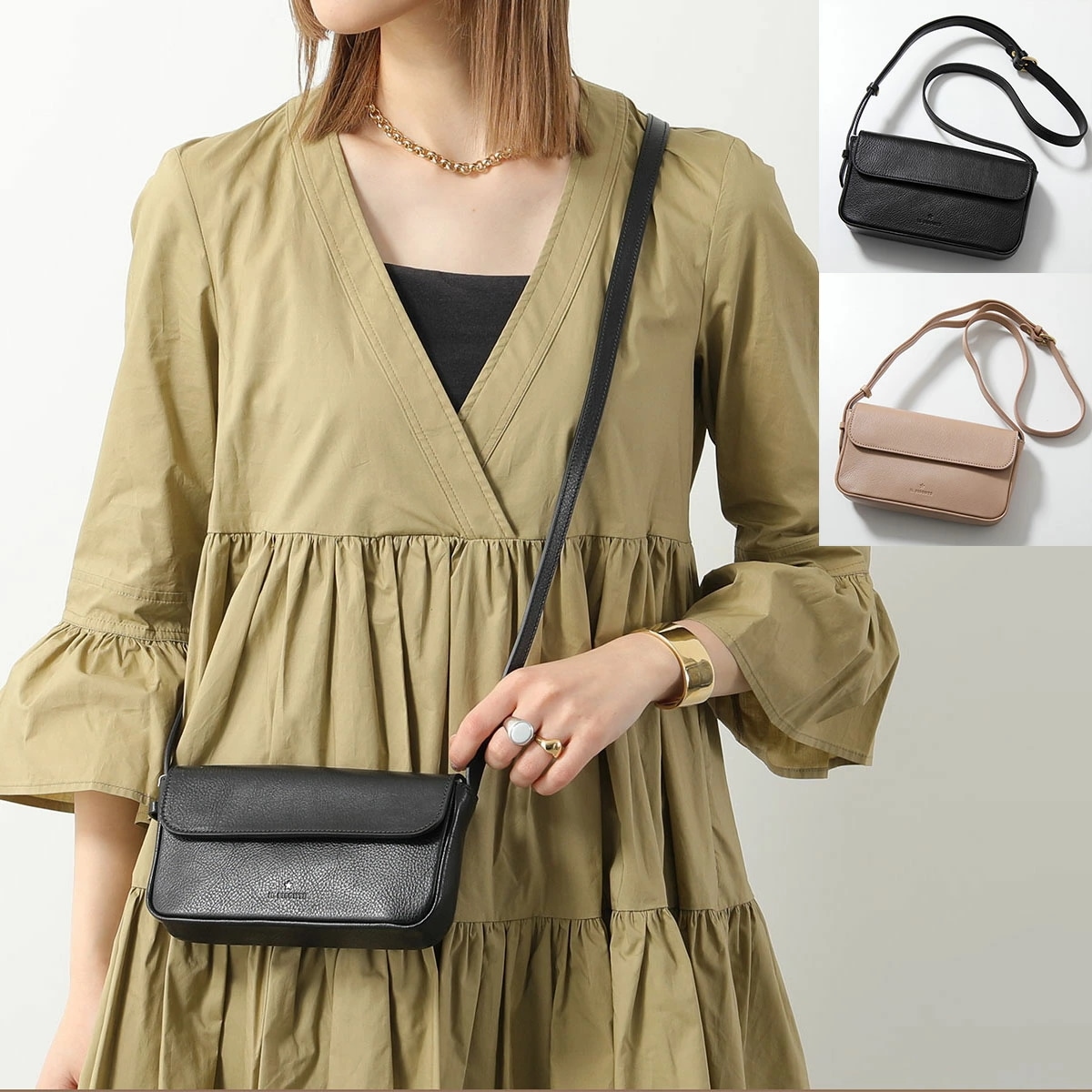 IL BISONTE イルビゾンテ ショルダーバッグ BCR342 PV0001 レディース レザー クロスボディ ポシェット 鞄 カラー2色