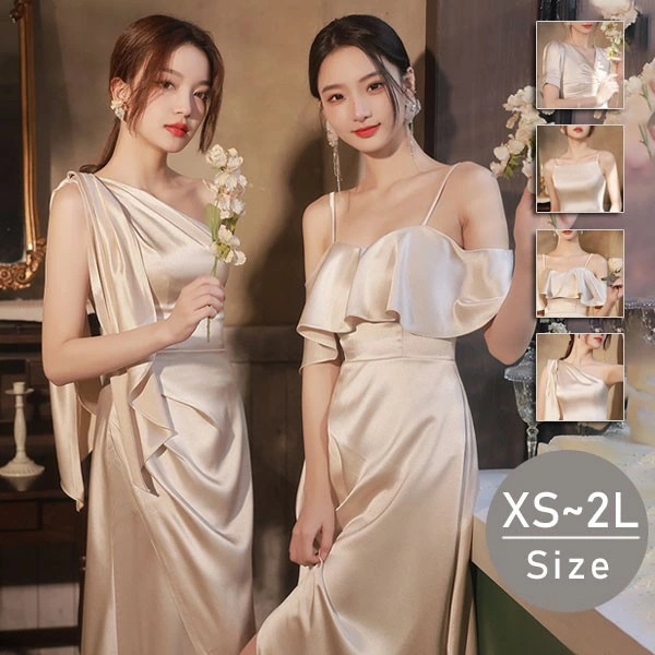 ブライズメイド ドレス 大人 ピアノ 発表会 ロングドレス アシンメトリードレス アシンメトリードレス 演奏会 結婚式 演奏会用ドレス 小さいサイズ 袖付き 半袖 ロング 披露宴 レディース ピアノ発